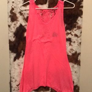 Woman’s medium hot pink tank top with lace